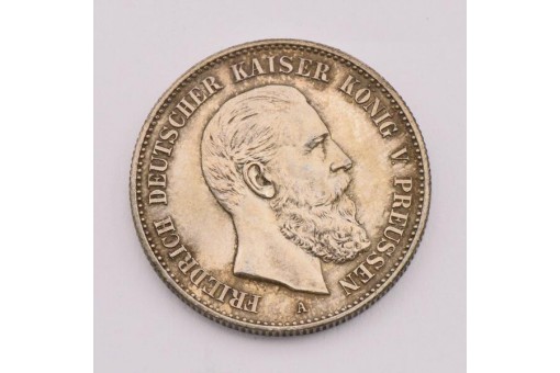 2 Mark Kaiserreich Friedrich III. König von Preussen 1888 A Silber J. 98