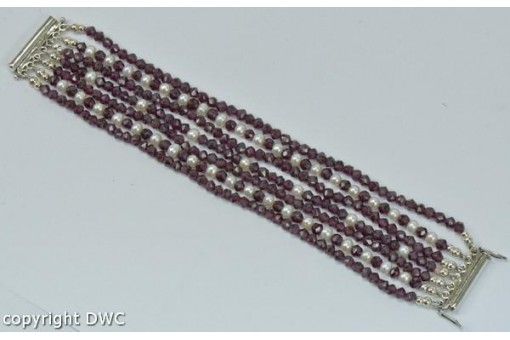 Armband mit Granat Perlen Pearl 7 reihig Antik aus 925er Silber Trachten fein