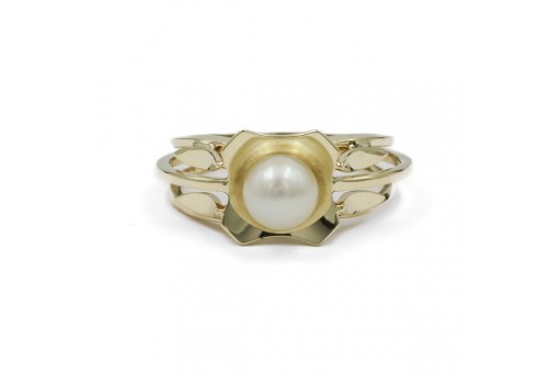 Ring mit Perle Perl Damen in 14 Kt. 585 Gold pearlring Gr. 58