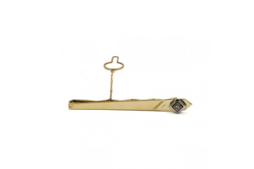 Krawattennadel Krawattenclip mit Altschliffdiamant 0,10 ct. in 14 Kt. 585 Gold