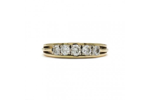Ring mit 5 Brillanten Diamanten 0,72 ct. in 14 Kt. 585 Gold Gr. 55
