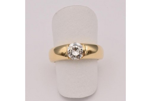 Bandring mit Brillantsolitär 1,01 ct. in 18 Kt. 750 Gold DPL und IHK Expertise