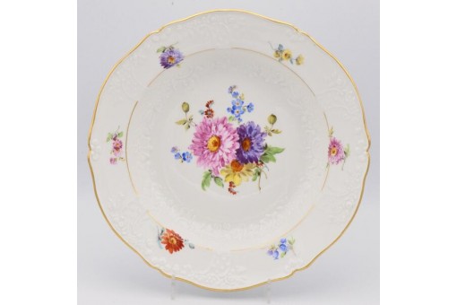 Zierteller Suppenteller original Meissen Porzellan Blumenbukett 23,5 cm