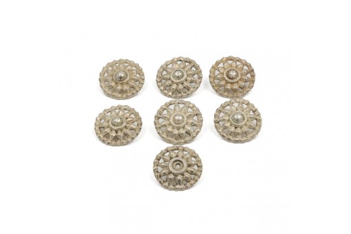 7 Silberknöpfe Schneeflocke Trachtenknöpfe antik silver buttons 20 mm