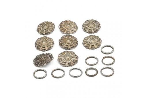 8 Silberknöpfe Schneeflocke Trachtenknöpfe antik silver buttons 27 mm