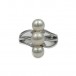 Ring mit 3 Perlen und 4 Brillanten Diamanten 0,08 ct. in 18 Kt. 750 Gold Gr. 54