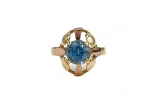 Ring mit Blautopas in 9 Kt. 375 Gold Gelbgold Topas Damen Gr. 55