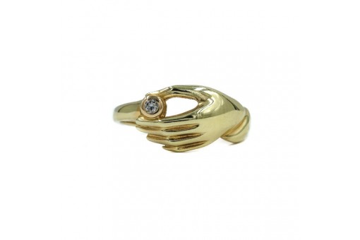 Ring mit Brillant die Hand hält einen Diamant in 8 Kt. 333 Gold Gr. 52