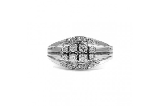Ring mit 18 Brillanten Diamanten 0,40 ct. in 18 Kt. 750 Gold Gr. 57