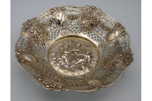 Silberschale durchbrochen in aus 800 Silber um 1900 antik silver bowl Jugendstil