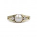 Ring mit Perle und 2 Brillanten Diamanten 0,10 ct. in 14 Kt. 585 Gold Gr. 54