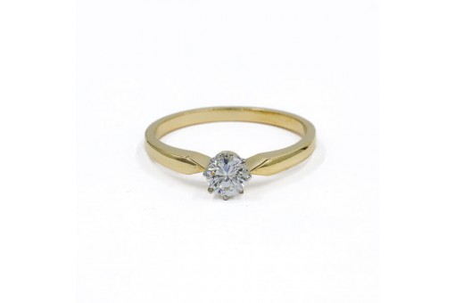 Ring mit Brillantsolitär Diamant Halbkaräter 0,50 ct. in 14 Kt. 585 Gold Gr. 58