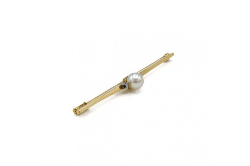 Brosche Nadel mit Perle Pearl und Diamanten Diamond in 585 14kt Gold 