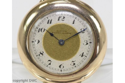 Damen Gold Taschenuhr Marke Alpina in aus 585 er Gold Antik Uhr 1900 