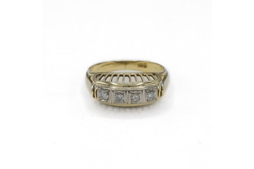 Ring mit 4 Brillanten Diamanten 0,20 ct. in 14 Kt. 585 Gelbgold Gr. 54