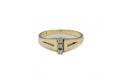 Ring mit 3 Diamanten 0,10 ct. in 14 Kt. 585 Gelbgold Gr. 51