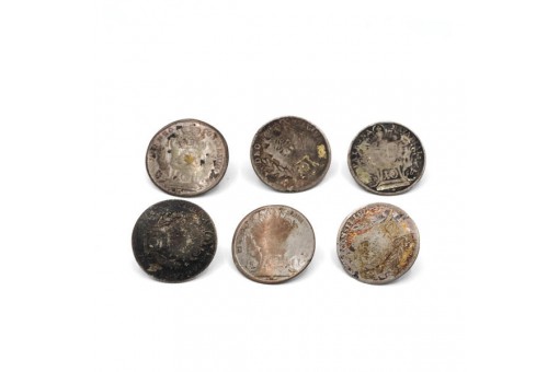 6 Silberknöpfe original Münzen 10 Kreuzer Tracht 17307