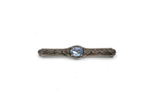 Brosche Nadel mit Blautopas antik in 935er Silber silver brooch