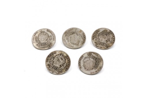 5 Silberknöpfe original Münzen 20 Kreuzer Patrona Bavariae Tracht 17245