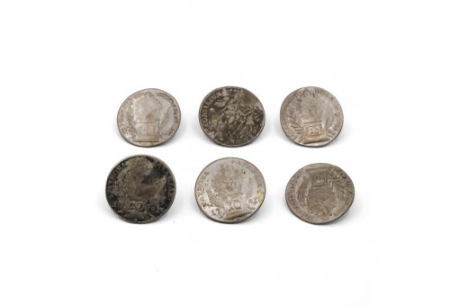 6 Silberknöpfe original Münzen 10 Kreuzer Tracht 17247