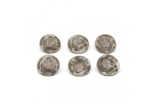 6 Silberknöpfe original Münzen 20 Kreuzer Patrona Bavariae Tracht 17242