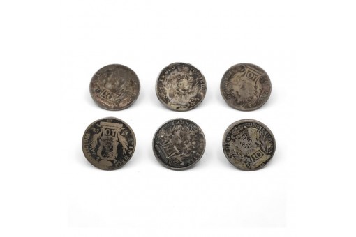 6 Silberknöpfe original Münzen 10 Kreuzer Tracht 17263