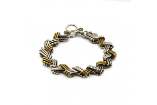 Armband bracelet in 925er Silber teils vergoldet Sterling Länge: 21 cm