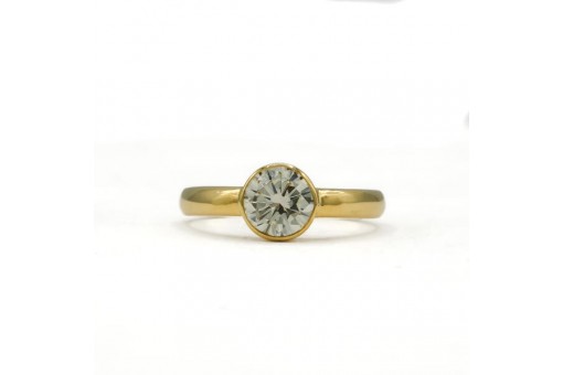 Ring mit Brillantsolitär 1,14 ct. in 18 Kt. 750 Gold DPL & IHK Gutachten Gr. 54