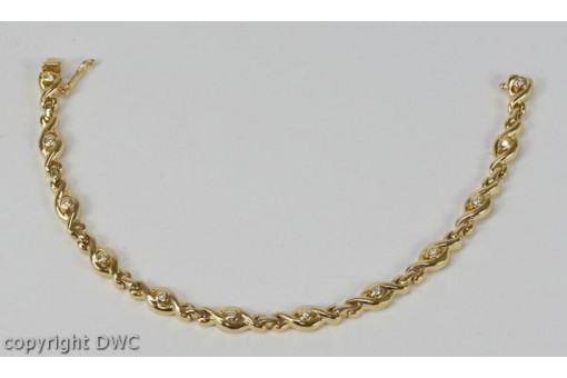 Armband aus 14 Kt 585 er Gelbgold mit Brillanten Diamanten 18,5 cm edel