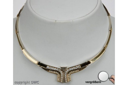 Kette Collier Colliers mit Brillant Brillanten Diamanten 2,9 ct. 14 Kt 585 Gold