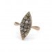 Ring Schiffchenring antik mit 15 Diamantrosen in 14 Kt. 585 Gold Gr. 56