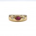 Ring Bandring mit Rubincabochon und 2 Brillanten 0,16 ct. in 14 Kt. 585 Gold 56