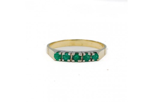 Ring mit 5 Smaragden emerald in 14 Kt. 585 Gold Gr. 57