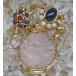 Ansteck Nadel Brosche in 585 Gold  Rosenquarz Safir Rubin Diamant top!