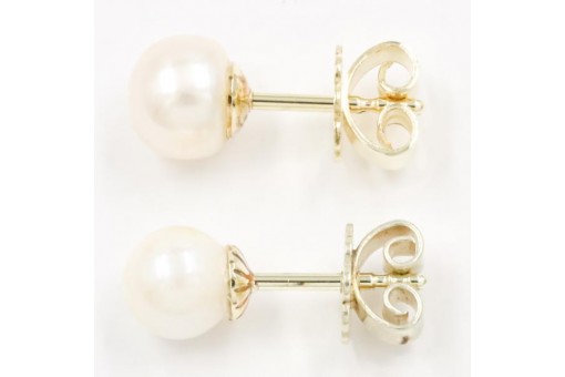 Ohrstecker 585 14 Kt Gold mit Perlen Pearl Perl Ohrringe Damen Stecker