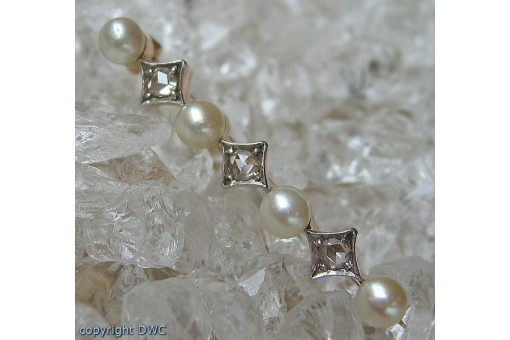 Nadel Brosche mit Perlen Perle Brillant Diamant in 14 Kt 585 er Gold 