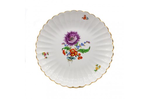 Anbietschale Schüssel origenal Meissen Porzellan Blumendekor mit Goldrand 28 cm