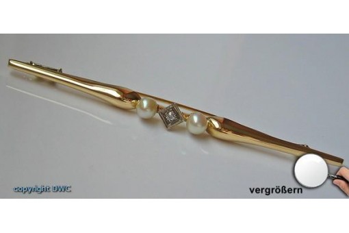 Perlenbrosche Brosche 14 k.t 585 Gold Perlen Perle Brooch with Pearl Pearls