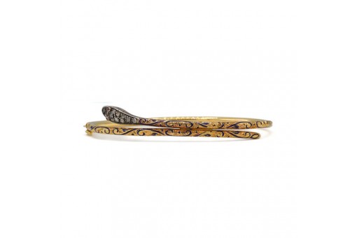 Schlangenarmreif mit Diamantrosen und Rubinen in 18 Kt. Gold antik bangle