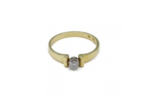 Ring mit Brillantsolitär Diamant 0,08 ct. in 14 Kt- 585 Gold Gr. 57