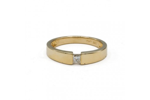 Ring mit Diamant Solitär im Princesscut 0,12 ct. in 14 Kt. 585 Gold Gr. 57