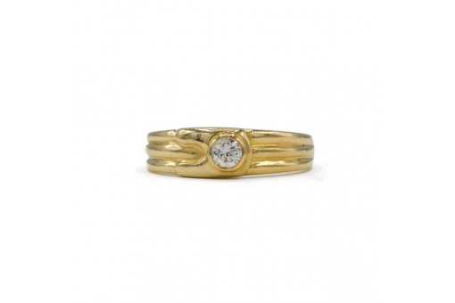 Ring mit Brillantsolitär Diamant 0,15 ct. in 18 Kt. 750 Gold Gr. 49