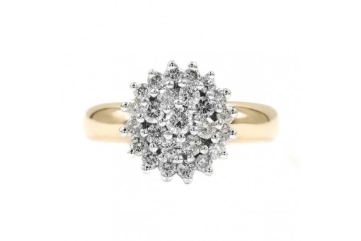 Ring mit 25 Brillanten Diamanten 1,0 ct. in 14 Kt. 585 er Gold Damen 57 RAR!