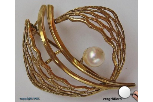 Perlenbrosche Antike Brosche Nadel 333 Gold mit Perle Perlen Tracht