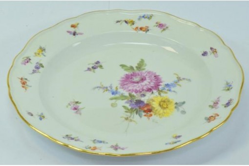 Original Meissen Porzellan Kuchenteller Blüten Insekten 1. Wahl um 1880 21 cm