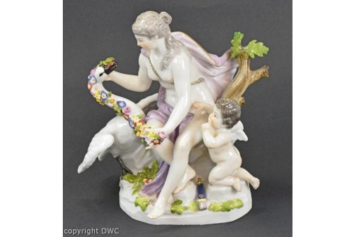 Porzellan Figur Meissen Leda mit Schwan Meissen Marke Amor Figuren top 
