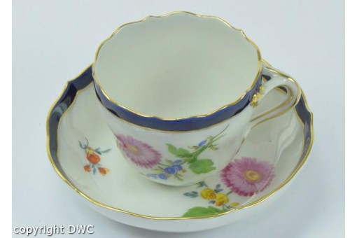 Mokkatasse Sammel Tasse cup Porzellan original Marke Meissen Blume Kobalt top.