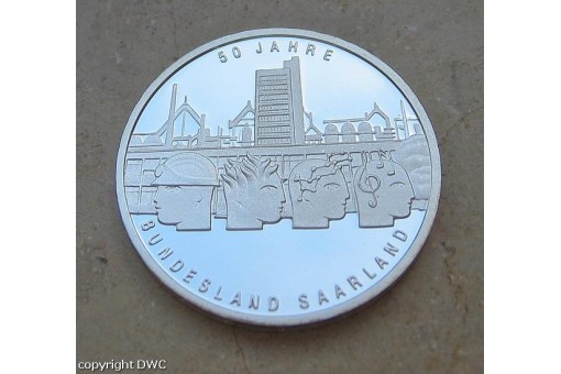Coin Münze 10 Euro BRD 2007 50 Jahre Bundesland Saarland PP orginale Kapsel 
