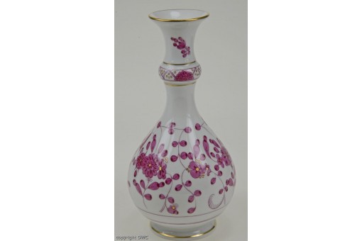 Blumenvase Porzellan Marke Meissen indisch Purpur Dekor Goldrand Vase fein!