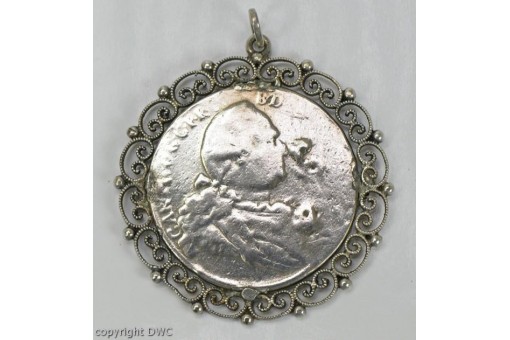 Anhänger Charivari aus Silber in Fassung Münze Madonnentaler Pendant top!